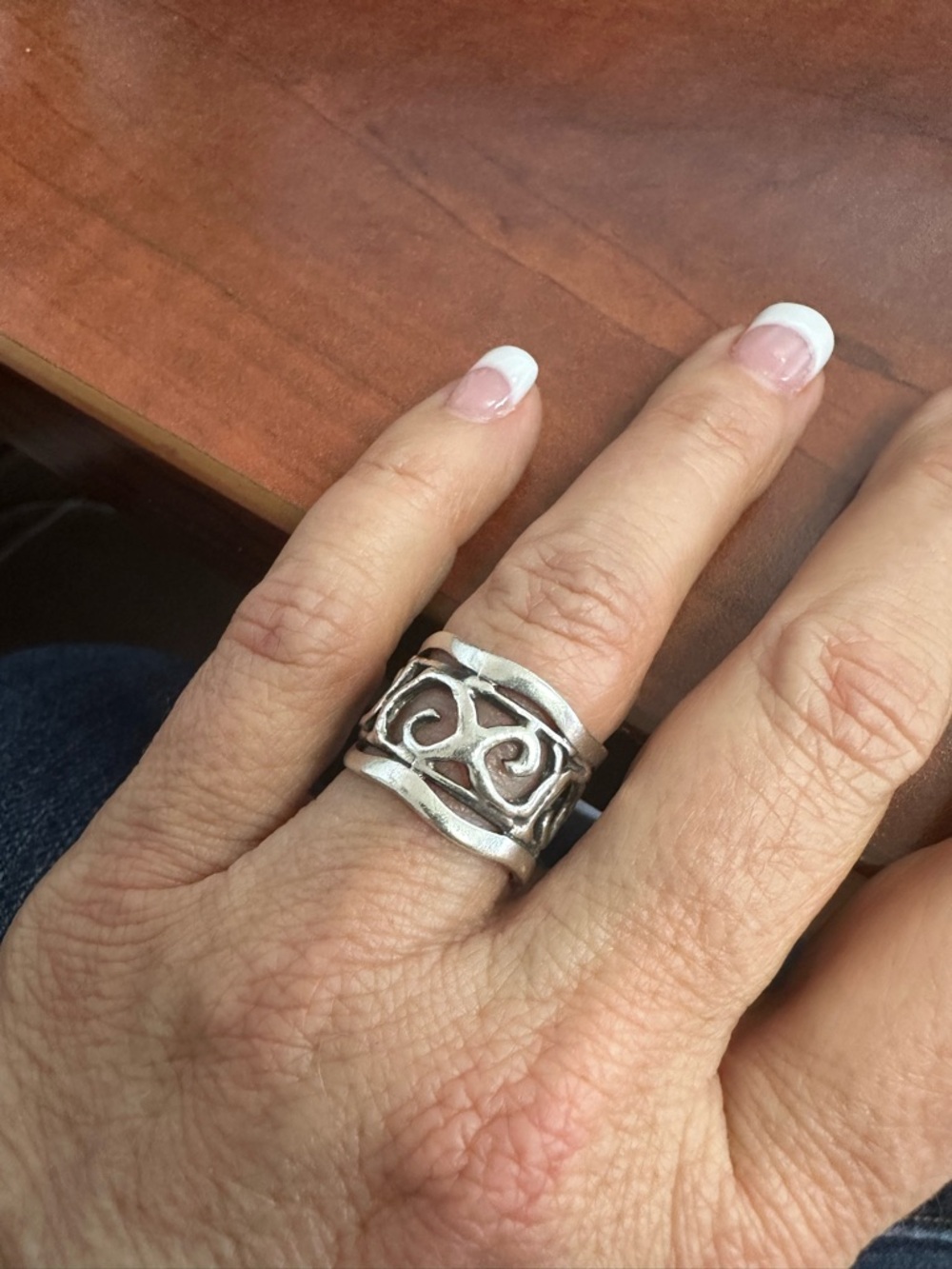 Silver Openwork Swirl Band Ring - Women's Jewelry